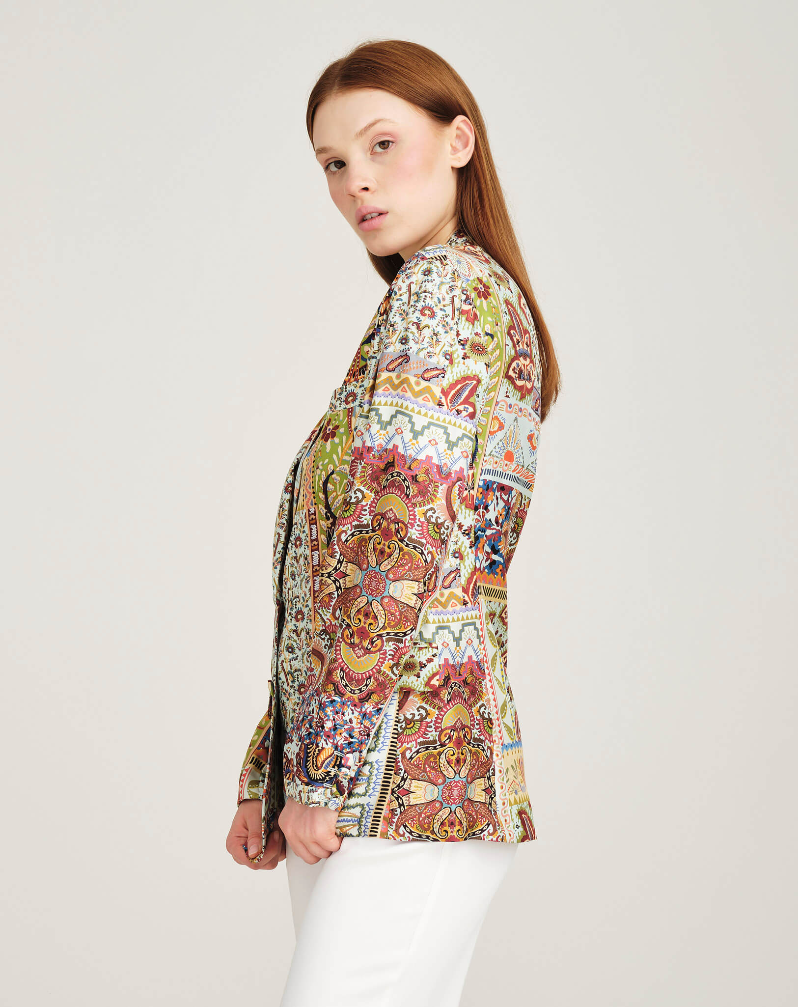 Etro - Ethnic Print Silk Blazer Jacket IT42